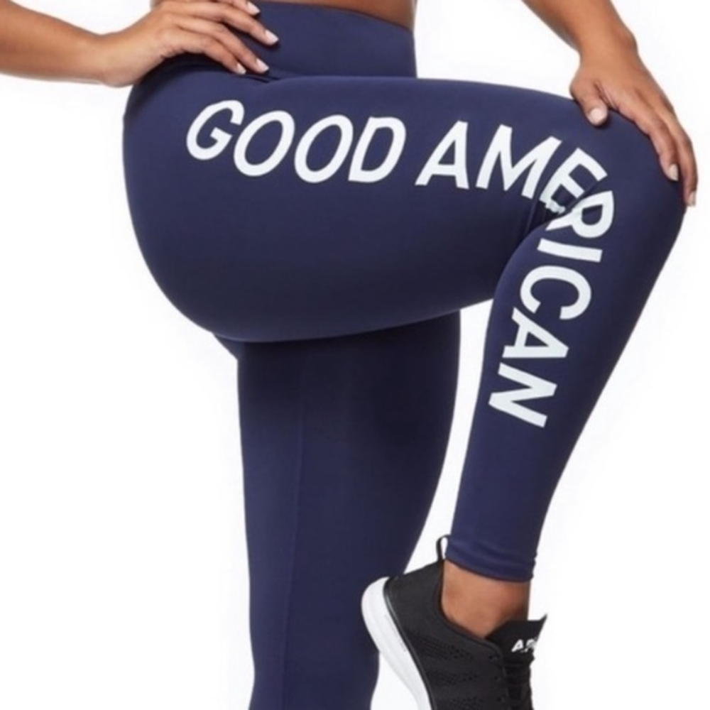 Good‎ American Performance Navy White Logo Leggings